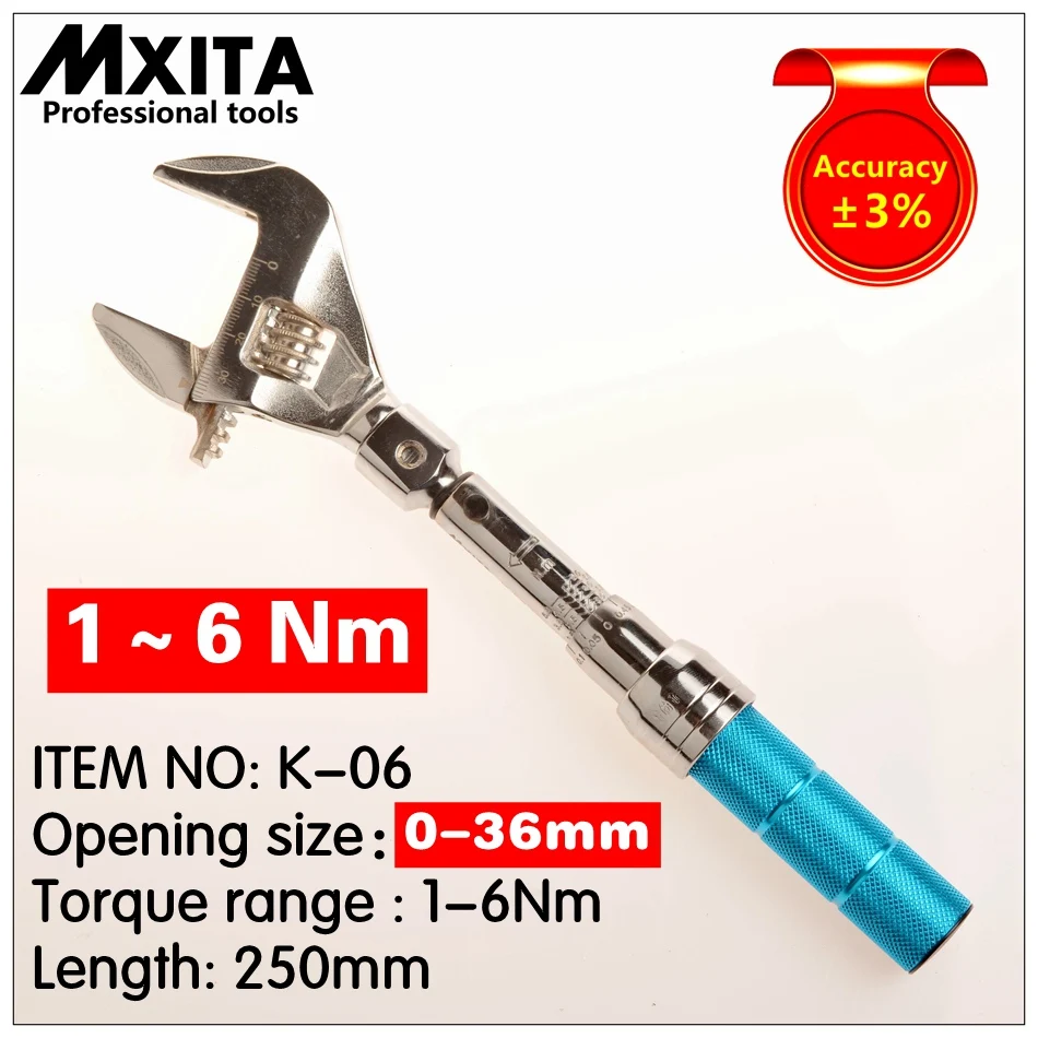 

Mxita accuracy 3% OPEN Torque Wrench 1-6Nm Insert Ended head 0-45mm Adjustable Torque Wrench Interchangeable Hand Spanner