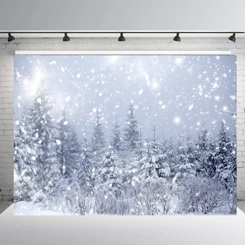 

Winter snow Forest Photography Backdrops Frozen Trees Snowflake Wonderland Scene Background kids Christmas Portrait studio B144