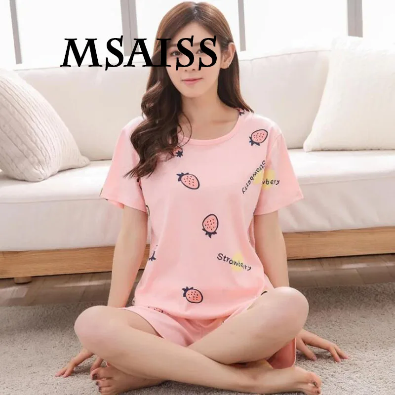 MSAISS Summer Teenage Girl Short Sleeve Cotton Pajamas Cute Cartoon Print Women Casual Home Short Sleepwear
MSAISS Summer Teenage Girl Short Sleeve Cotton Pajamas Cute Cartoon Print Women Casual Home Short Sleepwear
