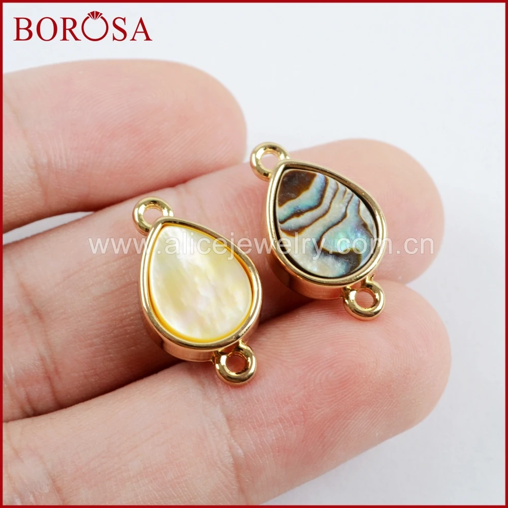 BOROSA 20pcs Drop Natural Shell Gold Bezel Connectors Fashion Abalone Shell Copper Double Charms for DIY Bracelet WX1003
BOROSA 20pcs Drop Natural Shell Gold Bezel Connectors Fashion Abalone Shell Copper Double Charms for DIY Bracelet WX1003