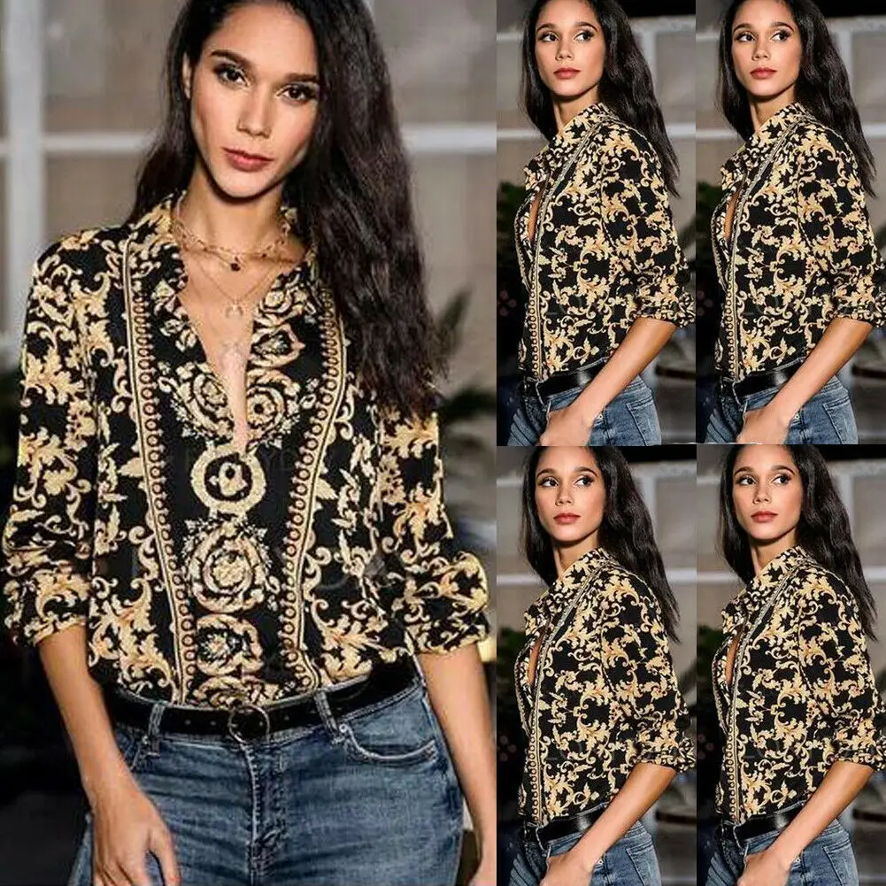 Lady 2019 Women Spring and Autumn Sexy Fashion Long Sleeve Top V Neck Casual Floral Elegant Collar Long Sleeve Tops Blouse Shirt
Lady 2019 Women Spring and Autumn Sexy Fashion Long Sleeve Top V Neck Casual Floral Elegant Collar Long Sleeve Tops Blouse Shirt