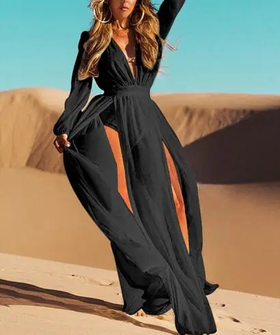 Summer chiffon dress deep V-neck split elastic waist beach sexy holiday bikini blouse female
Summer chiffon dress deep V-neck split elastic waist beach sexy holiday bikini blouse female