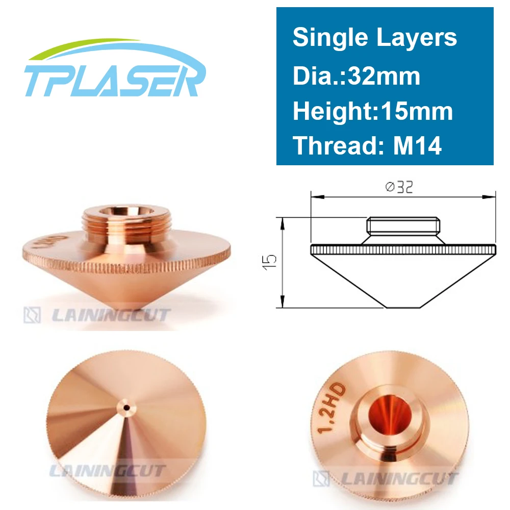 Laser Nozzle Single Layer Dia.32mm Caliber 0.8 - 4.0HD for Raytools Empower 1064nm FIBER Laser Cutting Head
Laser Nozzle Single Layer Dia.32mm Caliber 0.8 - 4.0HD for Raytools Empower 1064nm FIBER Laser Cutting Head