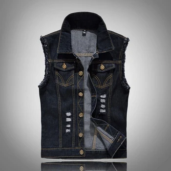 b Spring Autumn Denim Vest Mens Jackets Sleeveless black Outerwear mens denim Coats jackets Tank Top Cowboy Male Ripped Jacket
b Spring Autumn Denim Vest Mens Jackets Sleeveless black Outerwear mens denim Coats jackets Tank Top Cowboy Male Ripped Jacket