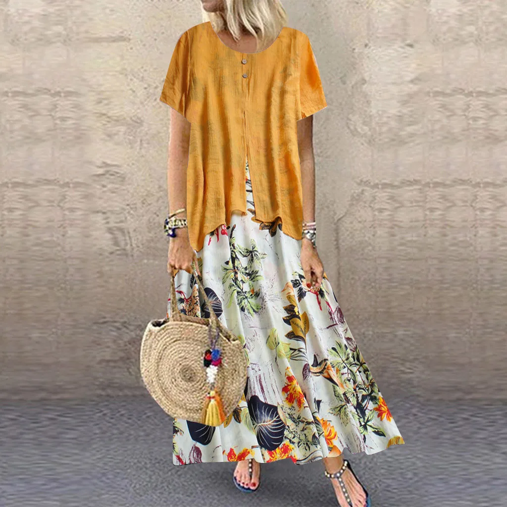 Beautiful Women Dress Vintage Print Patchwork O-Neck Short Sleeve Girls Dresses Superb Summer Plus Size Maxi Dress vestido longo
Beautiful Women Dress Vintage Print Patchwork O-Neck Short Sleeve Girls Dresses Superb Summer Plus Size Maxi Dress vestido longo