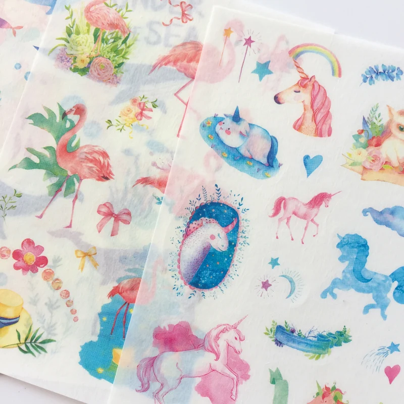 6 Sheets /Pack Washi Paper Unicorn Flamingo Animals Adhesive Stickers Decorative Album Diary Stick Label Hand Account
6 Sheets /Pack Washi Paper Unicorn Flamingo Animals Adhesive Stickers Decorative Album Diary Stick Label Hand Account