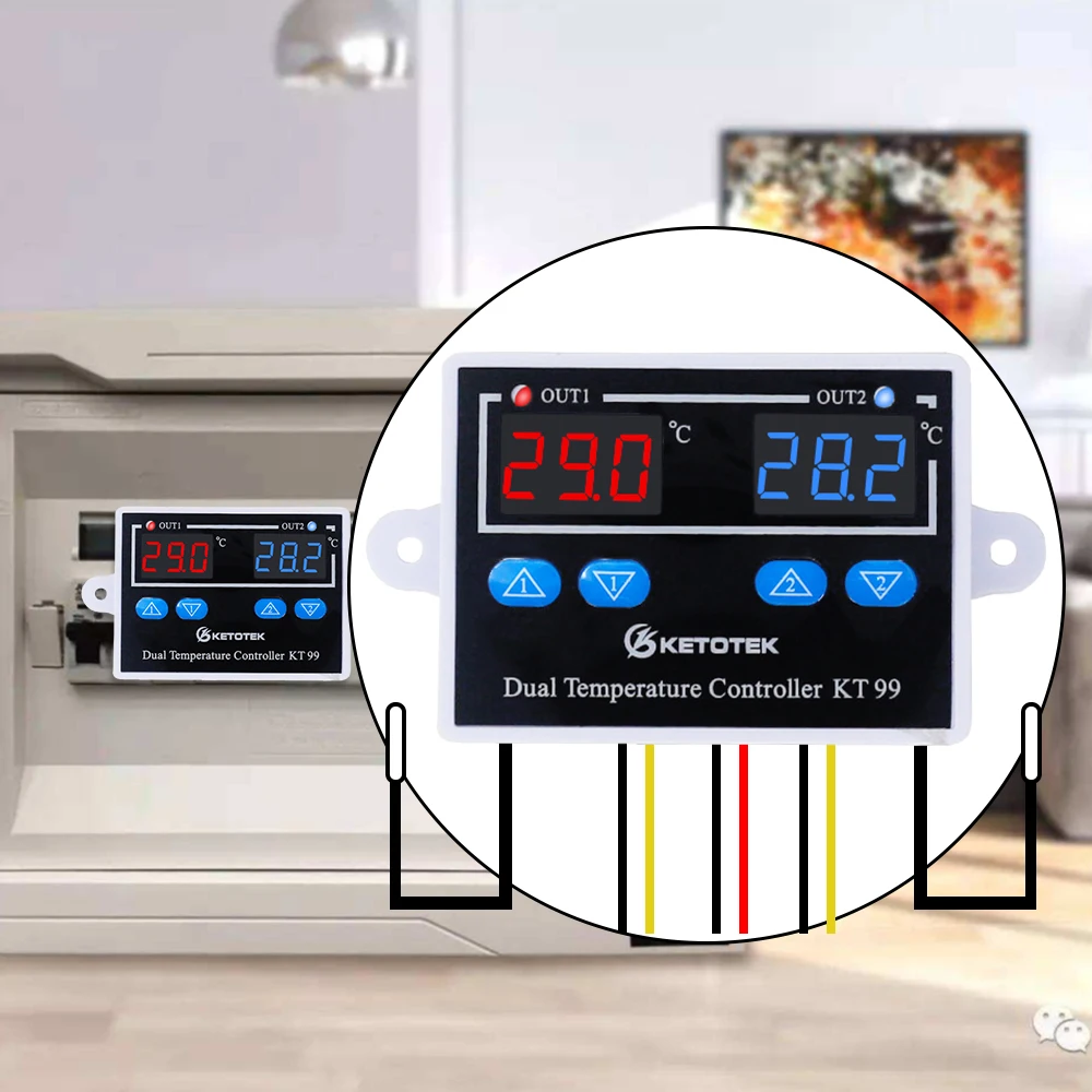 12V 24V 110V 220V KT99 Digital Thermostat Dual Display Thermometer Temperature Controller -50~120°C Heating Cooling
12V 24V 110V 220V KT99 Digital Thermostat Dual Display Thermometer Temperature Controller -50~120°C Heating Cooling