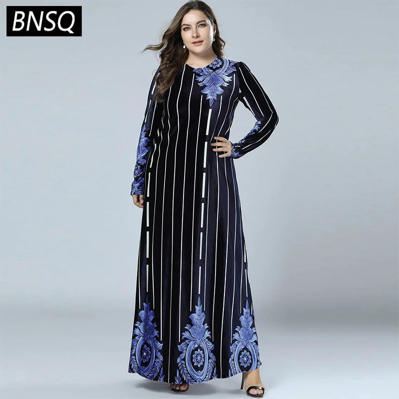 BNSQ Spring 2019 Stripe Patchwork Print Velet Dresses Navy Blue Long Sleeve Round Neck Maxi Long Dress Women Elegant Casual New
BNSQ Spring 2019 Stripe Patchwork Print Velet Dresses Navy Blue Long Sleeve Round Neck Maxi Long Dress Women Elegant Casual New