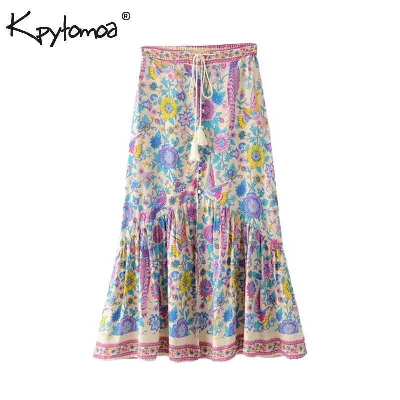 Boho Vintage Floral Bird Print Long Skirt Women 2019 Fashion A Line High Waist Lace Up Tassel Beach Pleated Skirts Faldas Mujer
Boho Vintage Floral Bird Print Long Skirt Women 2019 Fashion A Line High Waist Lace Up Tassel Beach Pleated Skirts Faldas Mujer
