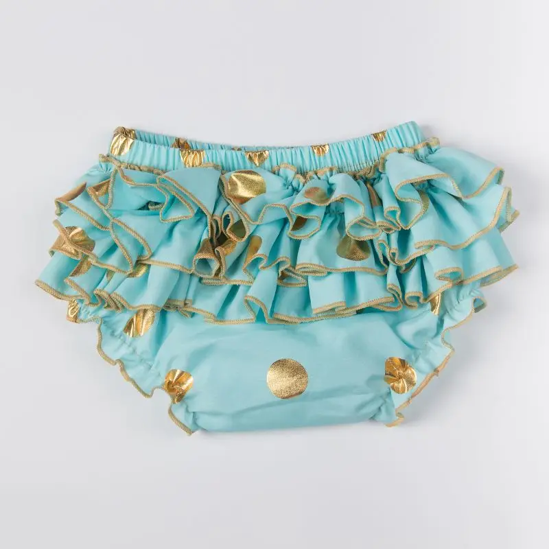 

Aqua Baby Girls Ruffle Bloomers Diaper Cover,Ruffle Bloomer,Gold Polka Dot Baby Bloomer