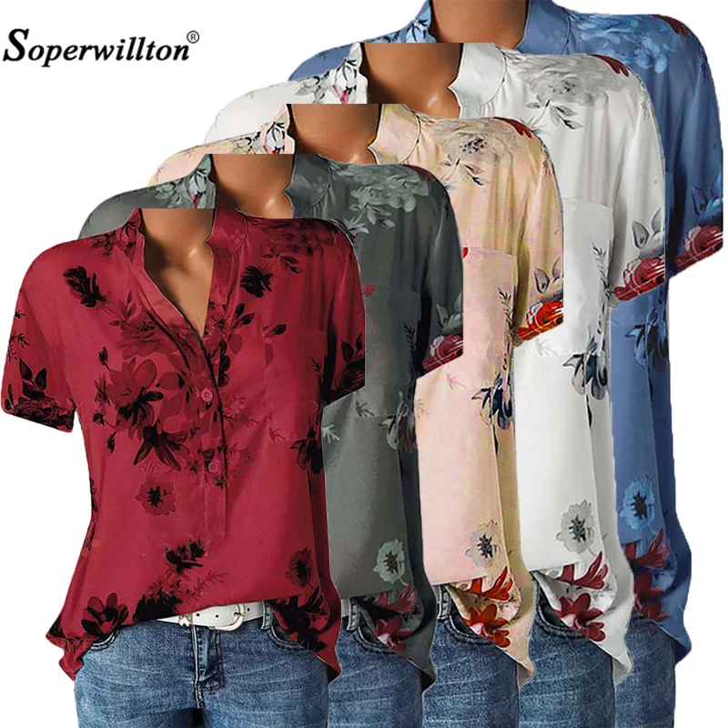 Loose V-neck Blouse Women Short Sleeve Print Shirt Top Summer Casual Office Blouse Blusas Mujer De Moda 2019 Blouses Feminine
Loose V-neck Blouse Women Short Sleeve Print Shirt Top Summer Casual Office Blouse Blusas Mujer De Moda 2019 Blouses Feminine