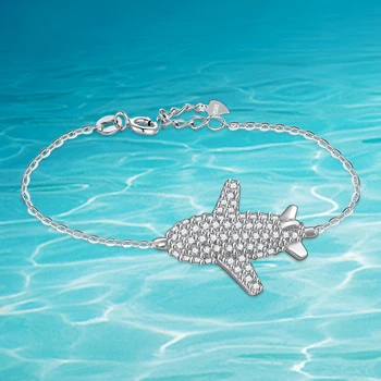 Real. 925 Sterling Silver Jewelry Aircraft Airplane Studded Zircon Stone Charm Bracelet Sterling Silver For Girls Woman Gift
Real. 925 Sterling Silver Jewelry Aircraft Airplane Studded Zircon Stone Charm Bracelet Sterling Silver For Girls Woman Gift