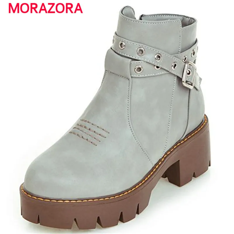 MORAZORA Personality punk ankle boots platform shoes solid buckle women boots in autumn zipper plus size 34-43 top quality MORAZORA Personality punk ankle boots platform shoes solid buckle women boots in autumn zipper plus size 34-43 top quality <br><br>Aliexpress