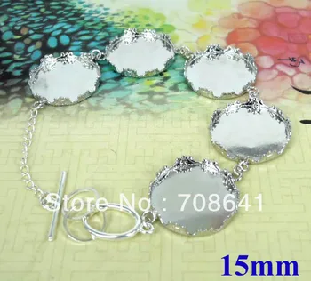 Blank Bracelet Bases Settings 15mm Round Crown Tray Cabochon Bangle Bracelet Findings DIY Silver Plated Brass Wholesale
Blank Bracelet Bases Settings 15mm Round Crown Tray Cabochon Bangle Bracelet Findings DIY Silver Plated Brass Wholesale