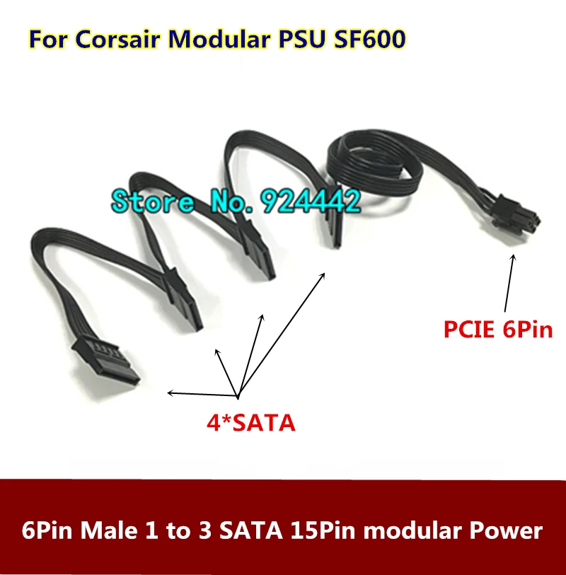 Top 6Pin Male 1 to 4SATA 15Pin Power Supply Splitter Extension Cable 15P Power Port Multiplier for Corsair Modular PSU SF600
Top 6Pin Male 1 to 4SATA 15Pin Power Supply Splitter Extension Cable 15P Power Port Multiplier for Corsair Modular PSU SF600