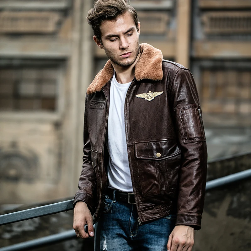 AVIREXFlY flight jacket men's genuine leather designer jacket with fur collar high quality male brand vintage cowskin warm coat
AVIREXFlY flight jacket men's genuine leather designer jacket with fur collar high quality male brand vintage cowskin warm coat