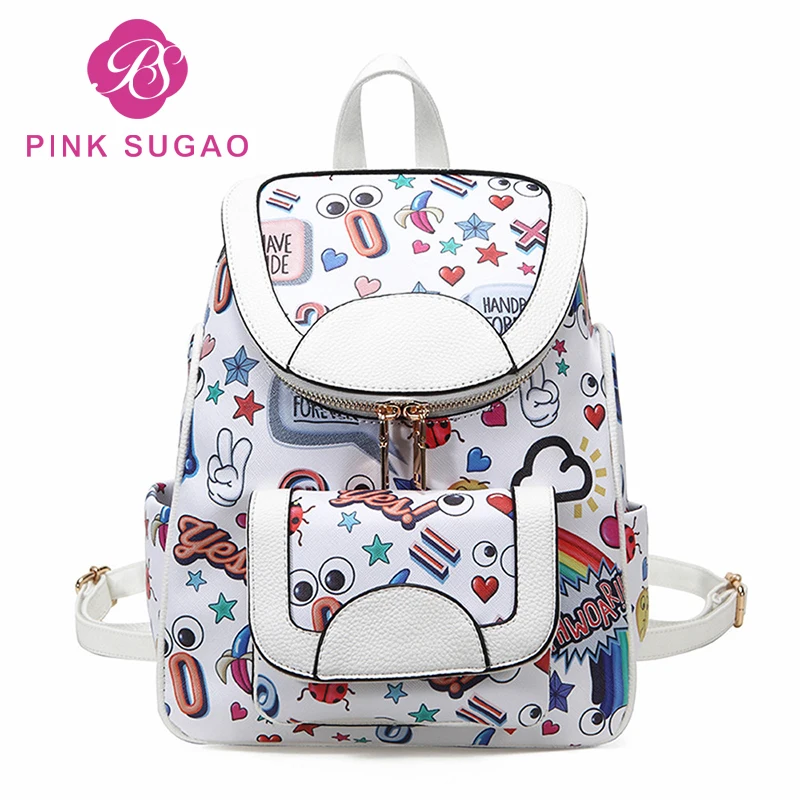 

Pink sugao designer backpacks women pu leather luxury backpack new fashion school bags travel backpack flower printed hot sales