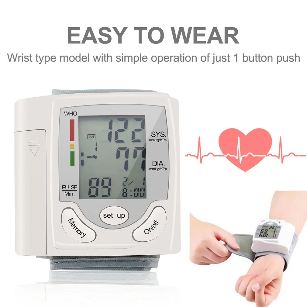 HOTWrist Blood Pressure Monitor Portable Automatic Digital LCD Device Heart Beat Rate Pulse Display Meter Measure TonometerWhite
HOTWrist Blood Pressure Monitor Portable Automatic Digital LCD Device Heart Beat Rate Pulse Display Meter Measure TonometerWhite