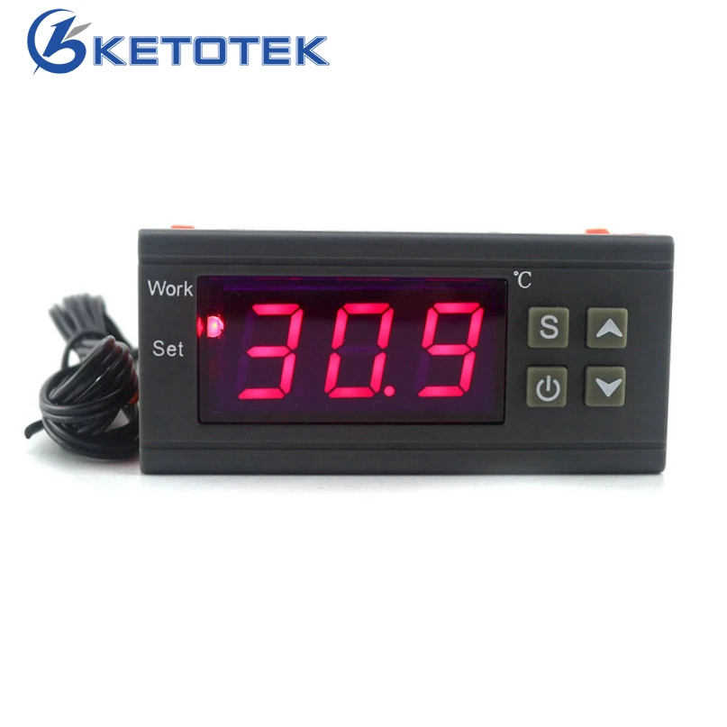 Digital Temperature Controller 90-250V 10A 220V Thermostat Regulator with Sensor Heating Cooling Control C/F Model Optional
Digital Temperature Controller 90-250V 10A 220V Thermostat Regulator with Sensor Heating Cooling Control C/F Model Optional