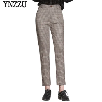 YNZZU Korean Style Fashion Plaid Pants Women 2018 Autumn Winter High Waist Plus Size Pencil Pants Trousers pantalon femme YB249 
YNZZU Korean Style Fashion Plaid Pants Women 2018 Autumn Winter High Waist Plus Size Pencil Pants Trousers pantalon femme YB249