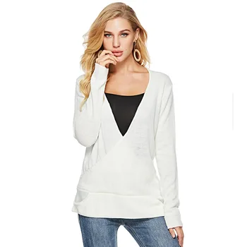 Autumn V Neck Knitted Pullovers Women Sexy Loose Knitting Sweater 2018 New Fashion Solid Color Jumpers Feminina Female Sweaters
Autumn V Neck Knitted Pullovers Women Sexy Loose Knitting Sweater 2018 New Fashion Solid Color Jumpers Feminina Female Sweaters