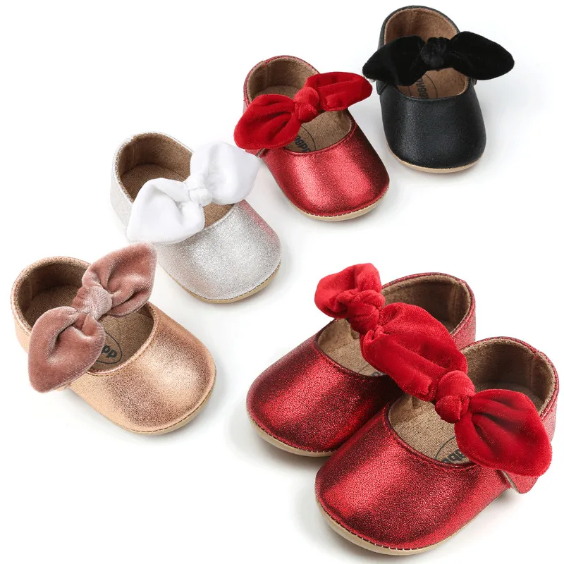 Baby Infant Girl Bowknot Soft Sole Crib Sneakers Slip On Toddler Newborn Shoes