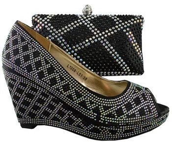 Latest ladies pumps design African shoes matching handbag sets with beading decoration for party 1308-L51 black
Latest ladies pumps design African shoes matching handbag sets with beading decoration for party 1308-L51 black