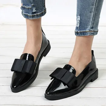 LZJ 2019 Autumn Flats Women Shoes Bowtie Loafers Patent Leather Elegant Low Heels Slip On Footwear Female Pointed Toe Thick Heel
LZJ 2019 Autumn Flats Women Shoes Bowtie Loafers Patent Leather Elegant Low Heels Slip On Footwear Female Pointed Toe Thick Heel