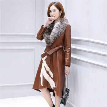 Women Genuine Leather Coat Large Size Fox Fur Collar Jacket 2019 New Mid Long Sheepskin Leather Coat Women Slim Windbreaker FC65
Women Genuine Leather Coat Large Size Fox Fur Collar Jacket 2019 New Mid Long Sheepskin Leather Coat Women Slim Windbreaker FC65