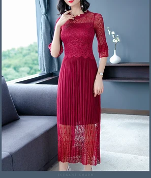 FREE SHIPPING Miyake fold dress of solid three quarter Lace Mesh stitching o-neck flare sleeve dress IN STOCK
FREE SHIPPING Miyake fold dress of solid three quarter Lace Mesh stitching o-neck flare sleeve dress IN STOCK
