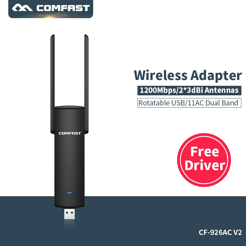 COMFAST Wireless Network Card Wifi Adapter 1200Mbps Antenna Wifi USB Dual Frequency 2.4GHz + 5 Ghz Wireless Network Dongle Wifi
COMFAST Wireless Network Card Wifi Adapter 1200Mbps Antenna Wifi USB Dual Frequency 2.4GHz + 5 Ghz Wireless Network Dongle Wifi