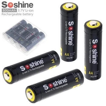 

New 4pcs Soshine 3.7V 800mAh 14500 Li-ion Rechargeable Battery AA Battery with Protected PCB for LED Flashlights Headlamps