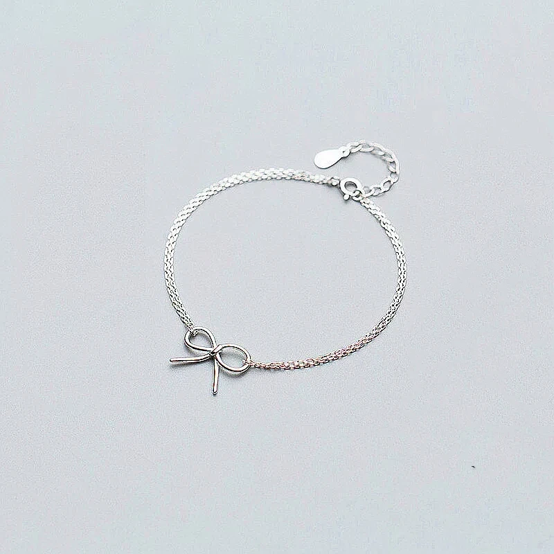 925 Sterling Silver Double Chain Hollow Cute Bow-knot Adjustment Bracelet Fine Jewelry For Women Girls Kids Party Gifts S2415
925 Sterling Silver Double Chain Hollow Cute Bow-knot Adjustment Bracelet Fine Jewelry For Women Girls Kids Party Gifts S2415