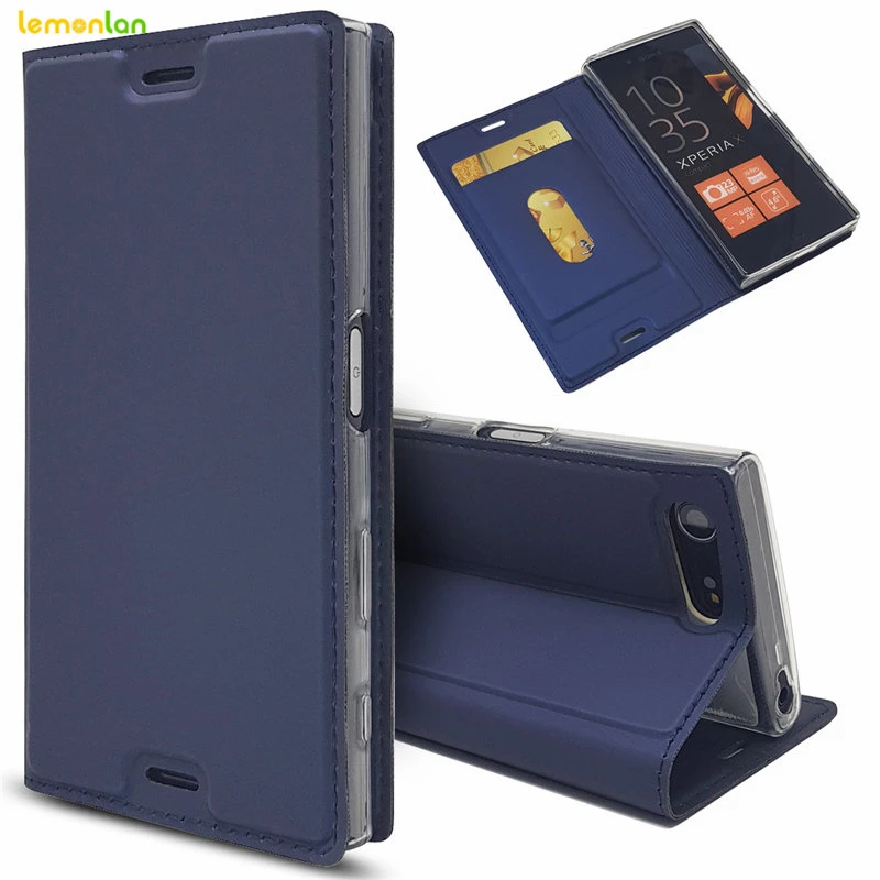 Lemonlan для sony X Compact чехол Роскошный кожаный флип кошелек Обложка книги телефона Xperia