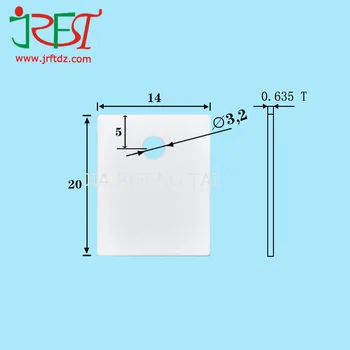 TO-220 Alumina Ceramic 0.635mm*14mm*20mm 96% Al2O3 Ceramic Pad With Hole