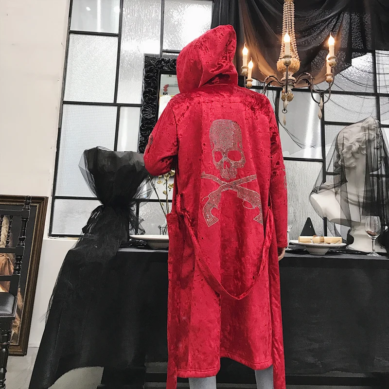 Men Streetwear Hip Hop Punk Casual Long Trench Coat Diamond Skull Halloween Hooded Cloaks Rode Jacket Male Cardigan Overcoat
Men Streetwear Hip Hop Punk Casual Long Trench Coat Diamond Skull Halloween Hooded Cloaks Rode Jacket Male Cardigan Overcoat