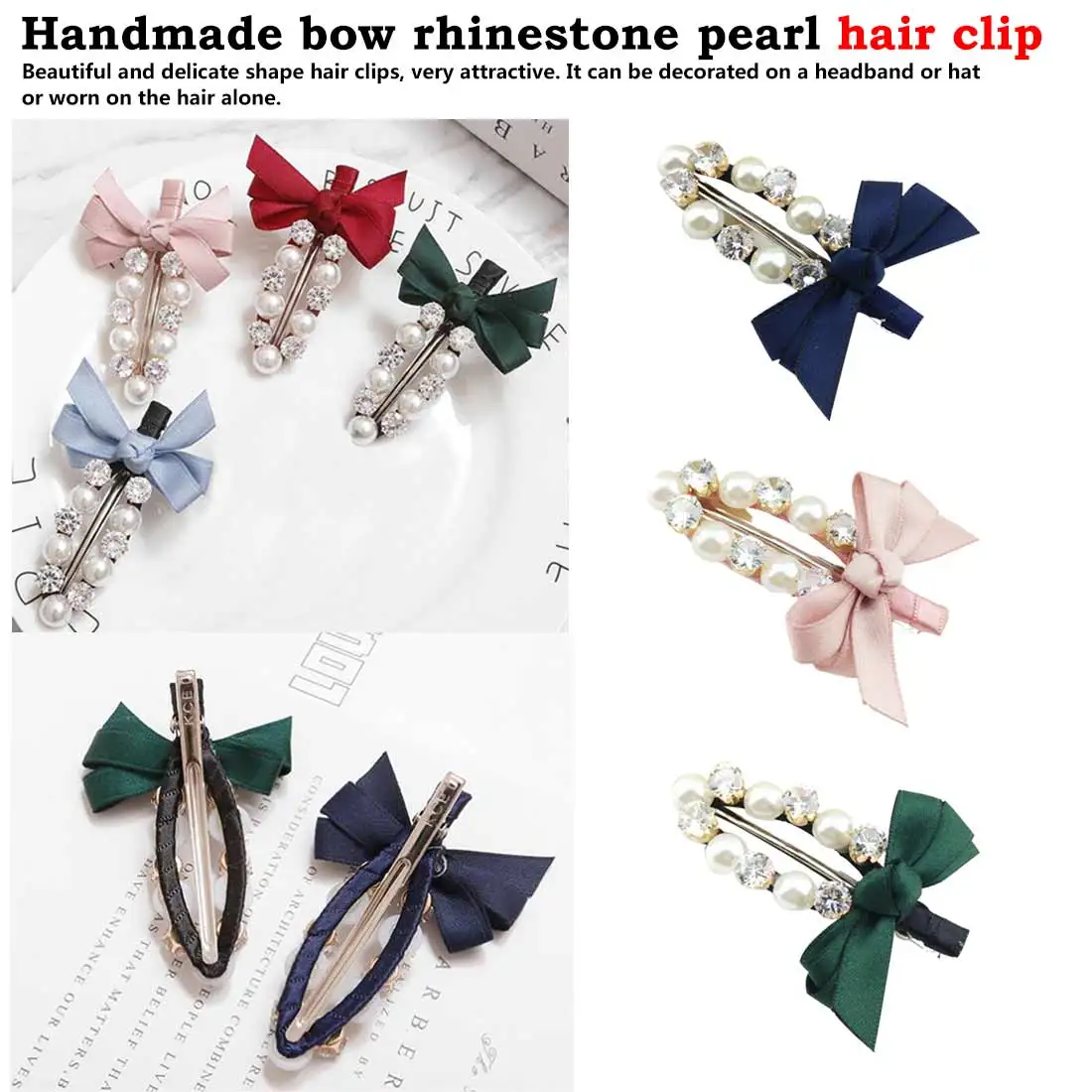 Handmade bow rhinestone pearl hairpin rhinestone pearl hairpin sweet bangs clip bow cutey hair accessories
Handmade bow rhinestone pearl hairpin rhinestone pearl hairpin sweet bangs clip bow cutey hair accessories