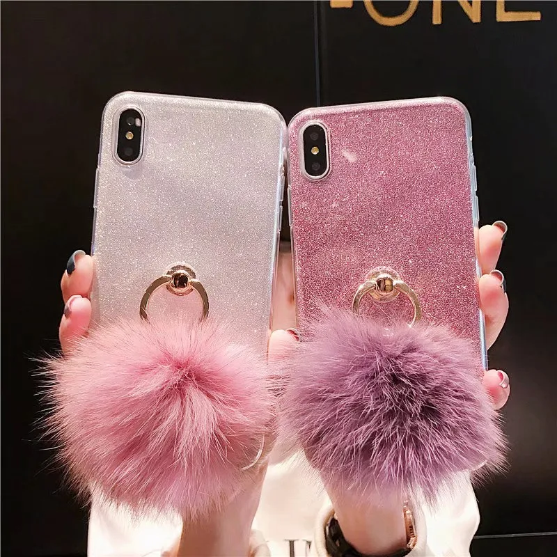 Fashion Bling Sparkle Fluffy Plush Ball Phone Case Soft Cover Ring Kickstand For Samsung Galaxy S10 5G S8 S9 J4 J6 J7 A6 A8
Fashion Bling Sparkle Fluffy Plush Ball Phone Case Soft Cover Ring Kickstand For Samsung Galaxy S10 5G S8 S9 J4 J6 J7 A6 A8