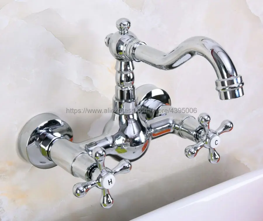 Polished Chrome Wall Mounted Two Handles Kitchen Sink Bathroom basin Faucet mixer tap Bnf968
Polished Chrome Wall Mounted Two Handles Kitchen Sink Bathroom basin Faucet mixer tap Bnf968