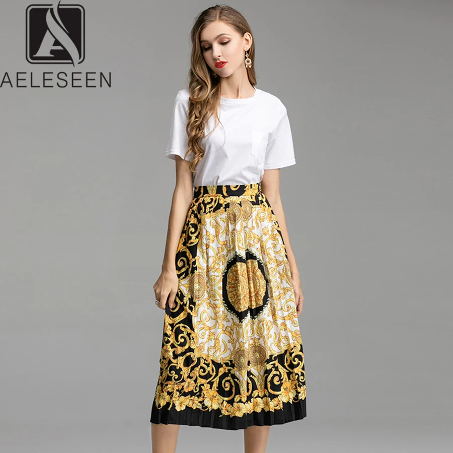 AELESEEN Runway Printed Skirt Women 2019 Summer Fashion High quality Royal Printed Luxury Pleated Midi Vintage Skirt New
AELESEEN Runway Printed Skirt Women 2019 Summer Fashion High quality Royal Printed Luxury Pleated Midi Vintage Skirt New