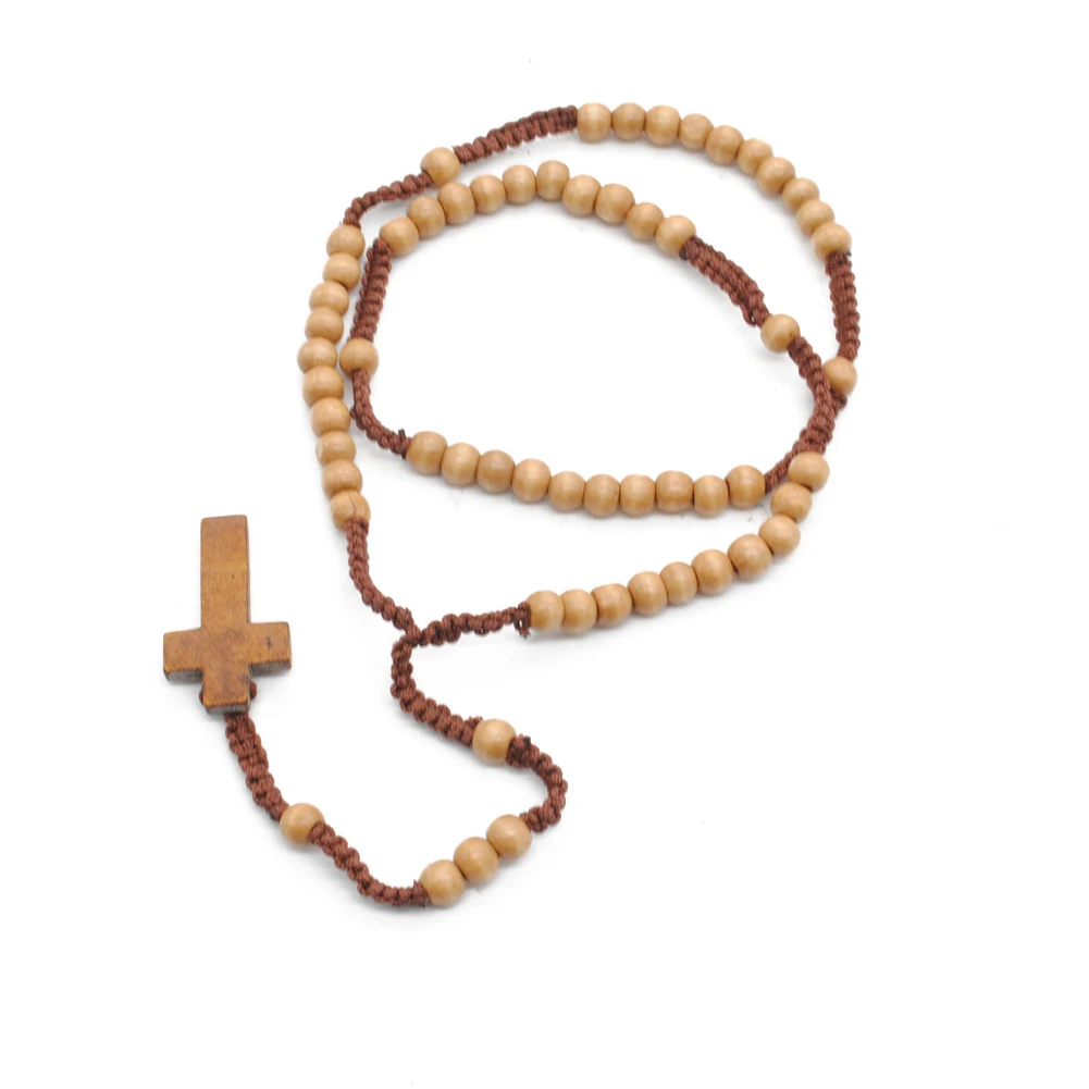Retro Style Men Women Catholic Christ Wooden Rosary Bead Cross Pendant Woven Rope Necklace
Retro Style Men Women Catholic Christ Wooden Rosary Bead Cross Pendant Woven Rope Necklace