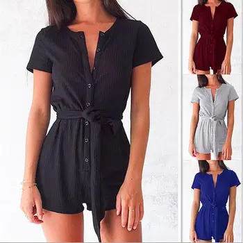 New Summer Casual Solid Color Women's Sexy Button Strap 2019 Body Shaping Bodysuit Fashion Slim Short Paragraph Jumpsuit
New Summer Casual Solid Color Women's Sexy Button Strap 2019 Body Shaping Bodysuit Fashion Slim Short Paragraph Jumpsuit