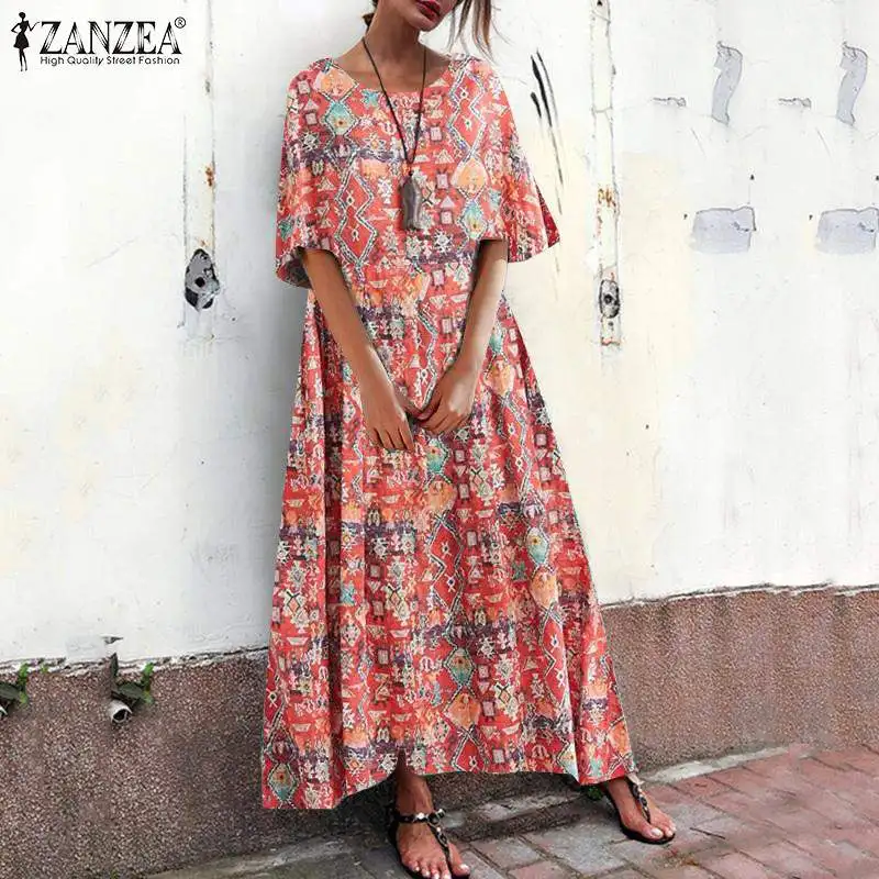 2019 Plus Size ZANZEA Summer Casual Sundress Women O Neck Short Sleeve Floral Printed Loose Long Dress Vestido Female Tunic Robe
2019 Plus Size ZANZEA Summer Casual Sundress Women O Neck Short Sleeve Floral Printed Loose Long Dress Vestido Female Tunic Robe