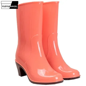 Candy Color Womens Casual Rubber Shoes For Woman Thick Heel Waterproof Rain Boots Round Toe Ladies Pull On Mid calf Boots
Candy Color Womens Casual Rubber Shoes For Woman Thick Heel Waterproof Rain Boots Round Toe Ladies Pull On Mid calf Boots