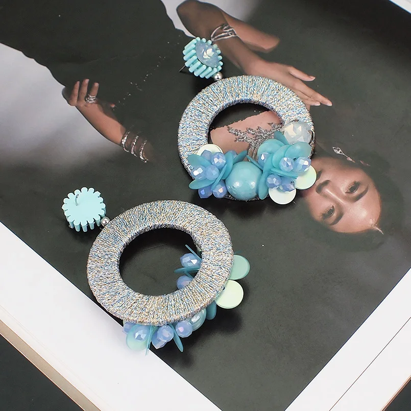 MANILAI Bohemia Circular Statement Drop Earrings For Women Luxury Multicolor Resin Bead Dangle Earrings Wedding Jewelry MANILAI Bohemia Circular Statement Drop Earrings For Women Luxury Multicolor Resin Bead Dangle Earrings Wedding Jewelry