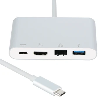 4 IN 1 Type-C To Multiport USB C to 4k HDMI USB3.0 RJ45 USB-C Charging Adapter Multiport Hub Converter Cable for Macbook
4 IN 1 Type-C To Multiport USB C to 4k HDMI USB3.0 RJ45 USB-C Charging Adapter Multiport Hub Converter Cable for Macbook