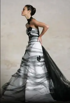 Vintage Gothic Black And White A-line Colorful Wedding Dresses Vestidos De Novia Strapless Ruched Tulle Sale Bridal Gowns
Vintage Gothic Black And White A-line Colorful Wedding Dresses Vestidos De Novia Strapless Ruched Tulle Sale Bridal Gowns