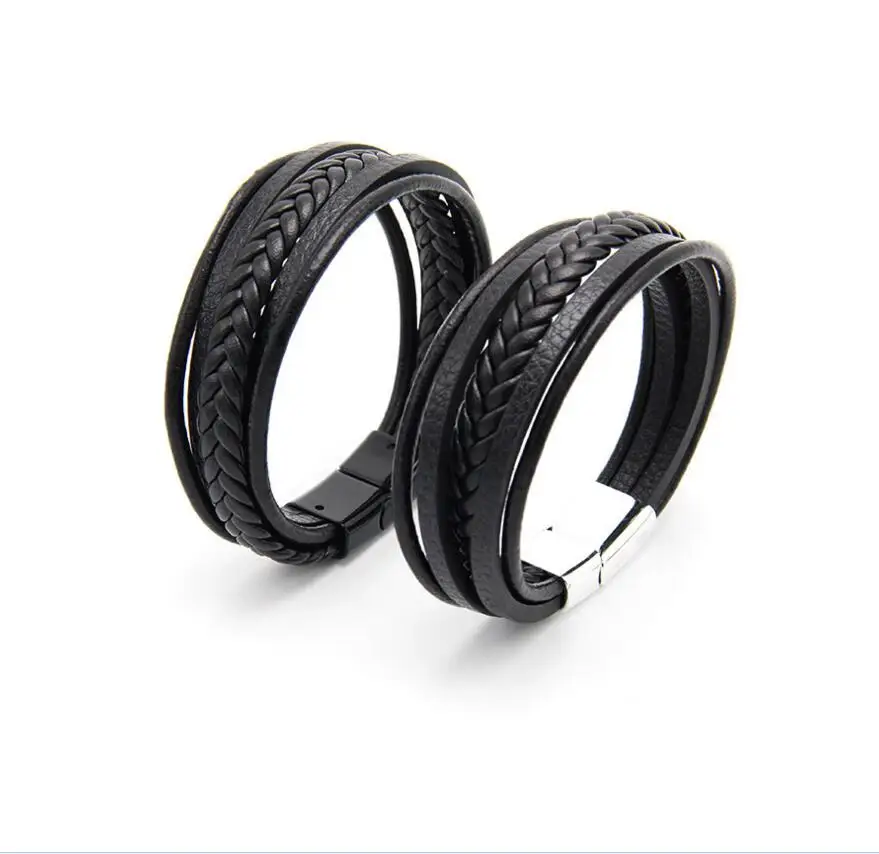 Black Brown Genuine Leather Bracelet Men Stainlees Steel Cuff Bracelets & Bangles Male Braid Jewelry Gifts
Black Brown Genuine Leather Bracelet Men Stainlees Steel Cuff Bracelets & Bangles Male Braid Jewelry Gifts
