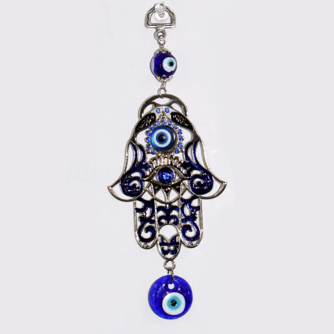 1pc Luck Turkish Blue Hamsa Hand Glass Evil Eye Amulet Wall Hanging Home Decoration
