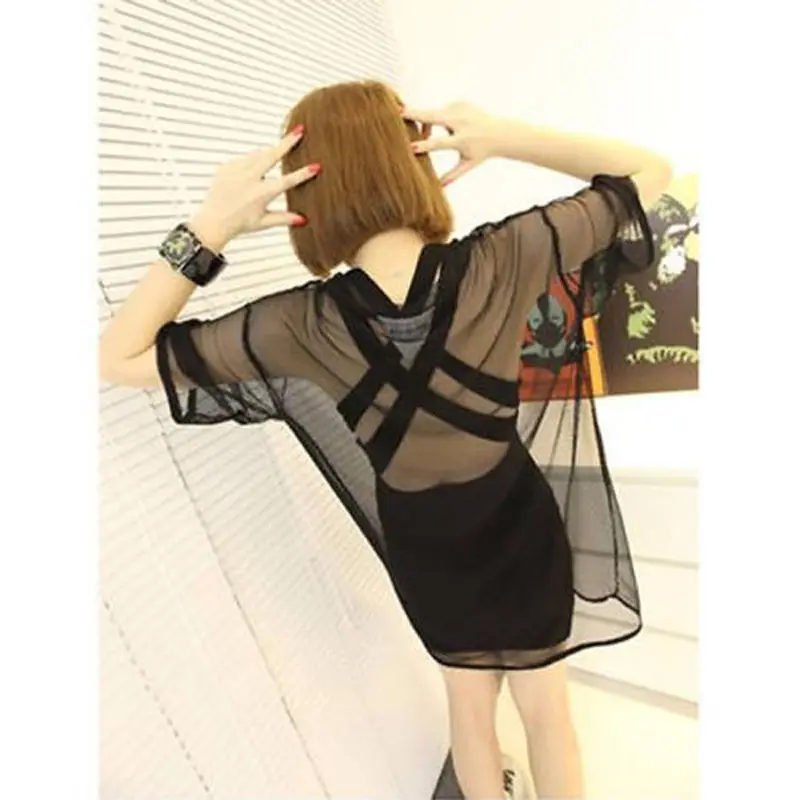 2019 Summer T-Shirt Women Mesh Perspective Cover Up Casual Loose Short Sleeves Black White Mesh Tops Long Tees Sexy Overall
2019 Summer T-Shirt Women Mesh Perspective Cover Up Casual Loose Short Sleeves Black White Mesh Tops Long Tees Sexy Overall